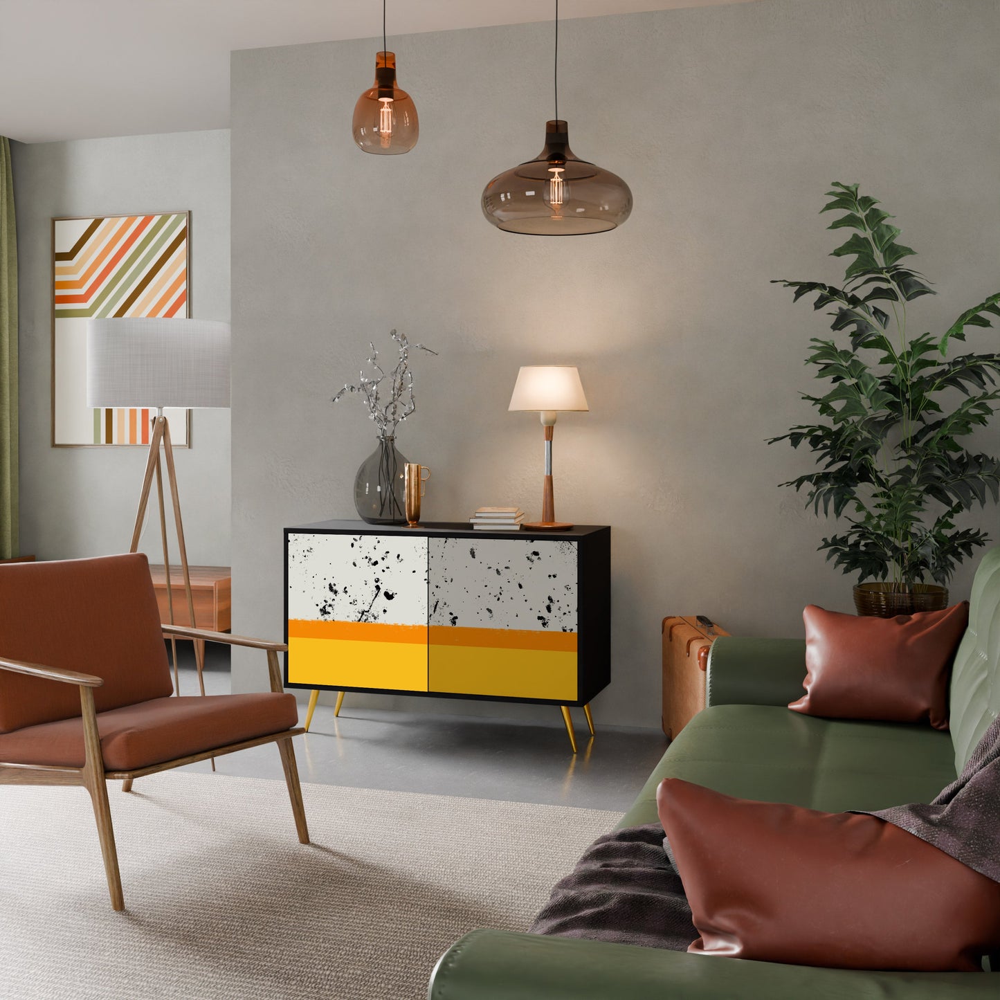 DYED BY ORANGE Madia a 2 Ante in Finitura Nera