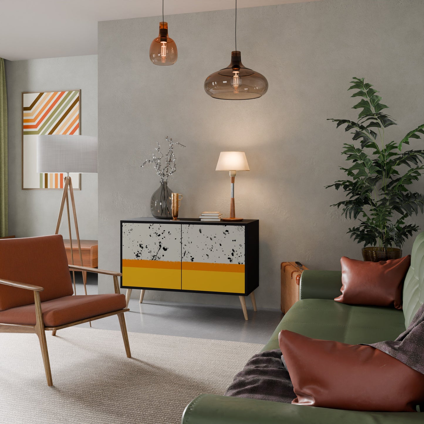 DYED BY ORANGE Madia a 2 Ante in Finitura Nera