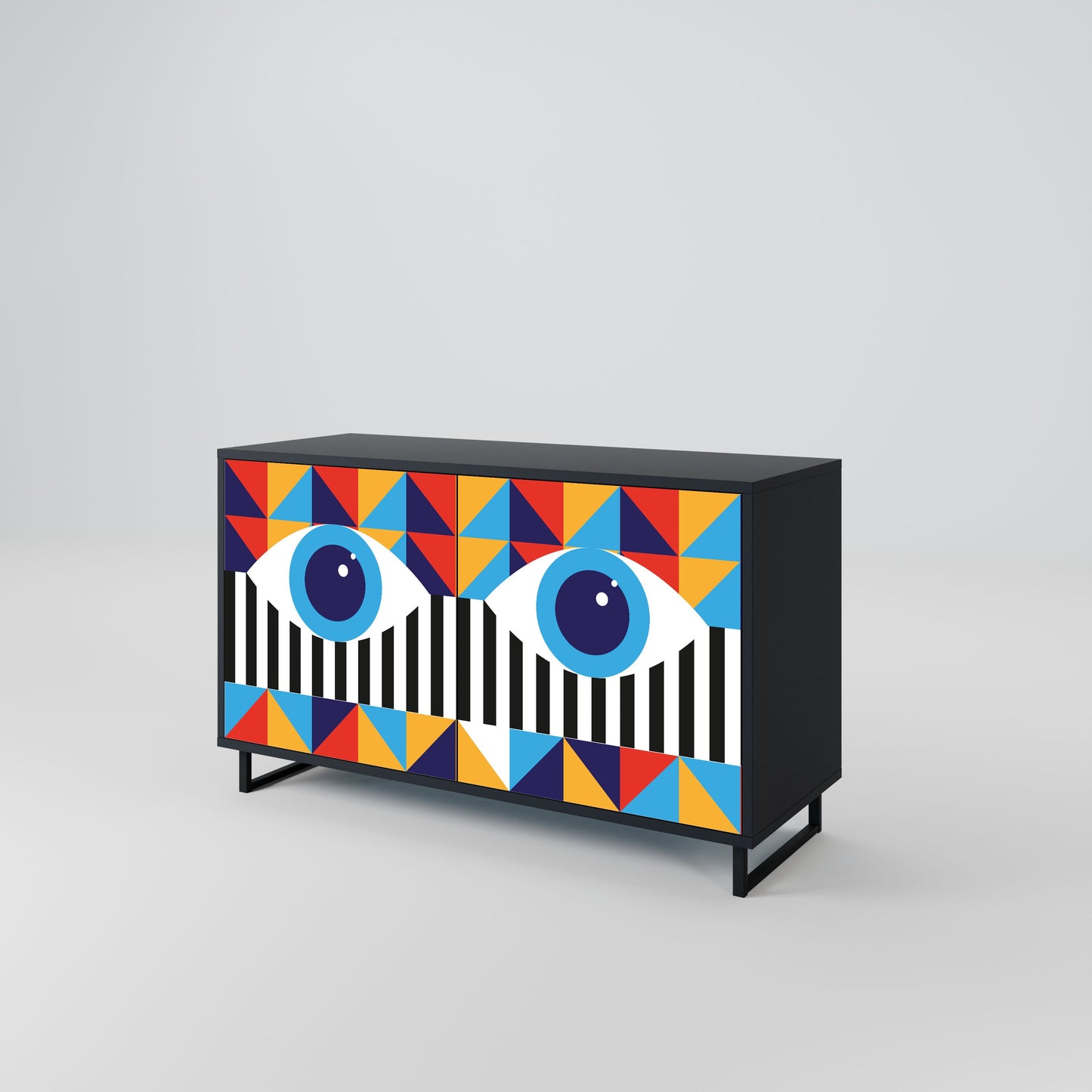 ABSTRACTION AND GEOMETRY 2-Door Sideboard in Black Finish