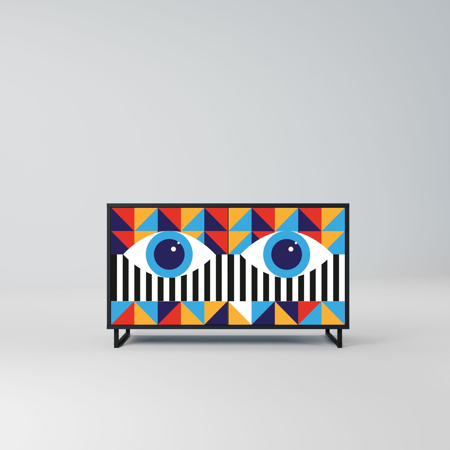 ABSTRACTION AND GEOMETRY 2-Door Sideboard in Black Finish