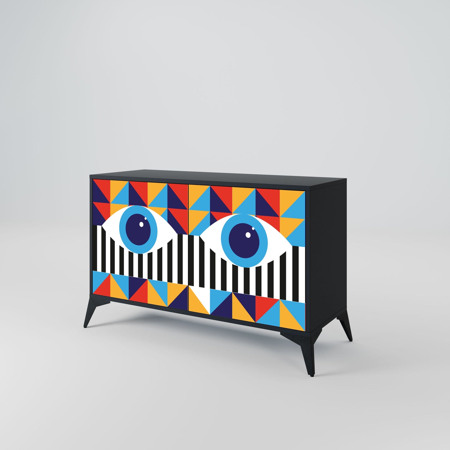 ABSTRACTION AND GEOMETRY 2-Door Sideboard in Black Finish