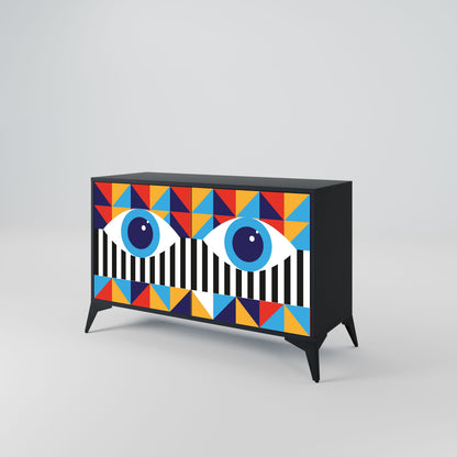 ABSTRACTION AND GEOMETRY 2-Door Sideboard in Black Finish