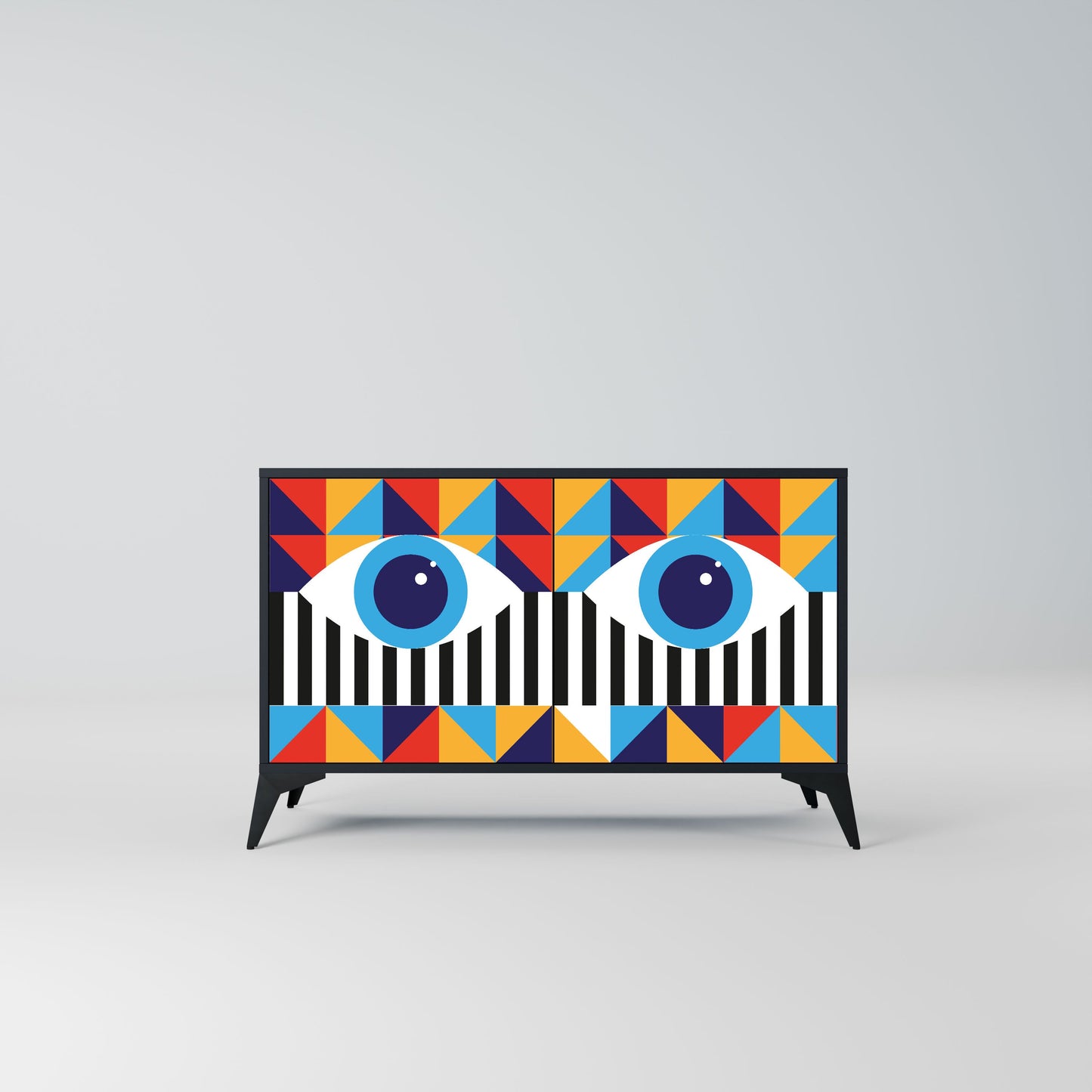 ABSTRACTION AND GEOMETRY 2-Door Sideboard in Black Finish