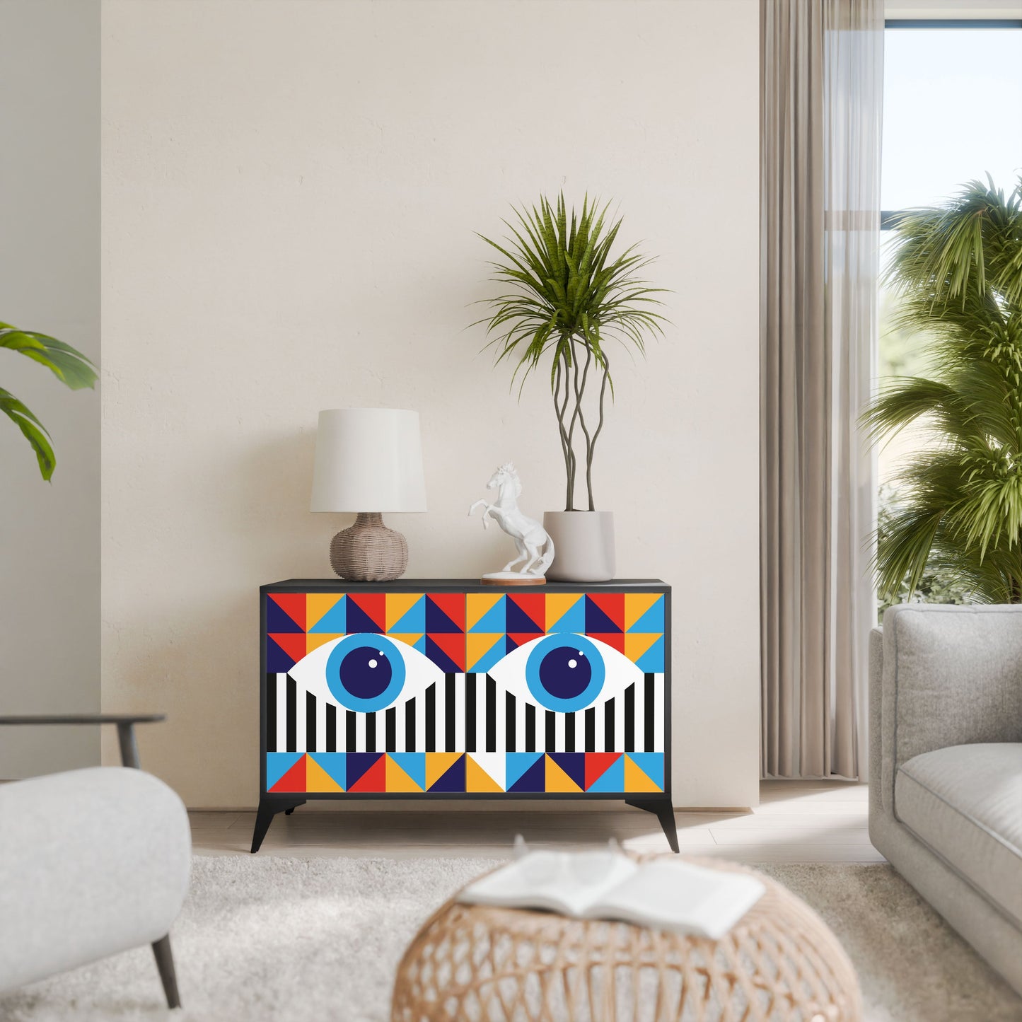 ABSTRACTION AND GEOMETRY 2-Door Sideboard in Black Finish