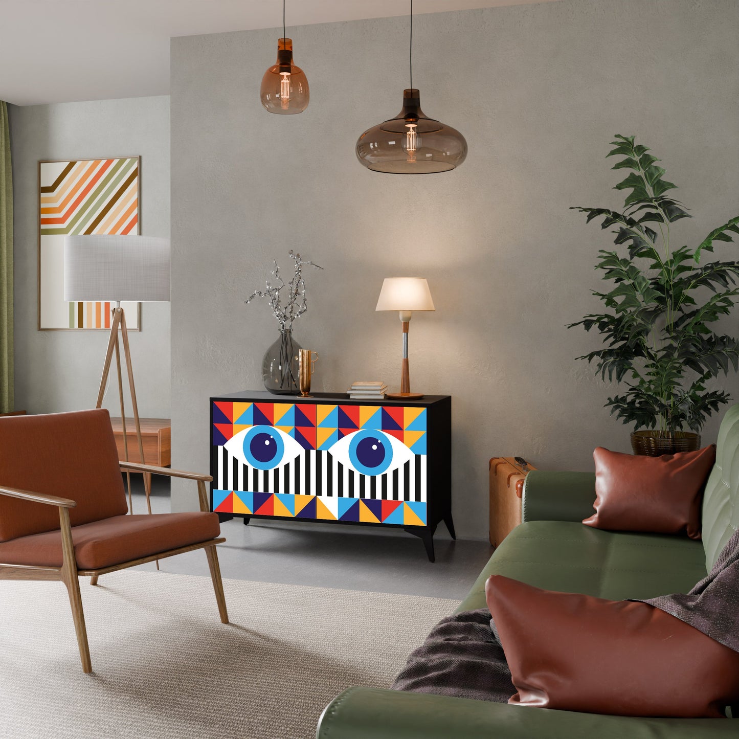 ABSTRACTION AND GEOMETRY 2-Door Sideboard in Black Finish