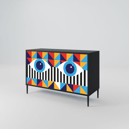ABSTRACTION AND GEOMETRY 2-Door Sideboard in Black Finish