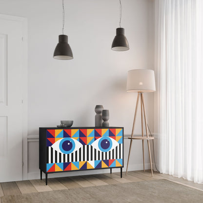 ABSTRACTION AND GEOMETRY 2-Door Sideboard in Black Finish