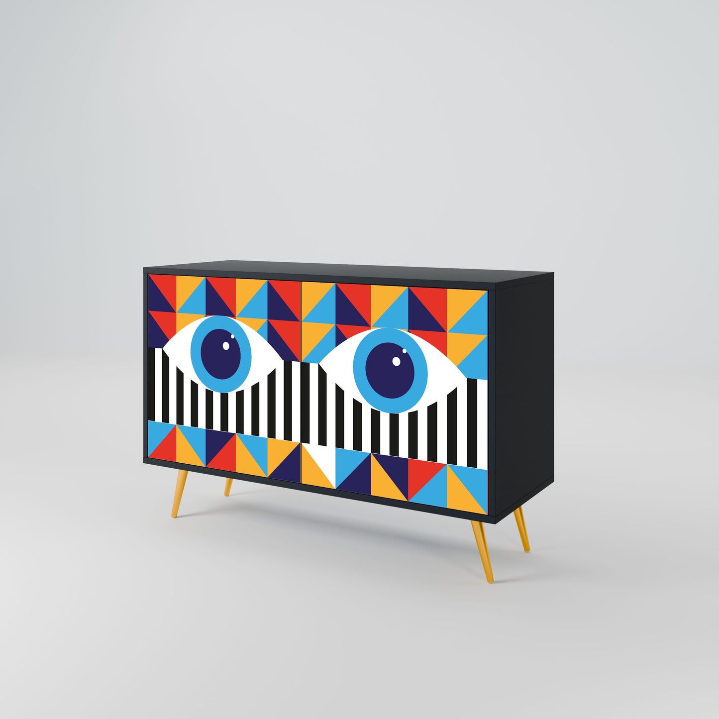 ABSTRACTION AND GEOMETRY 2-Door Sideboard in Black Finish