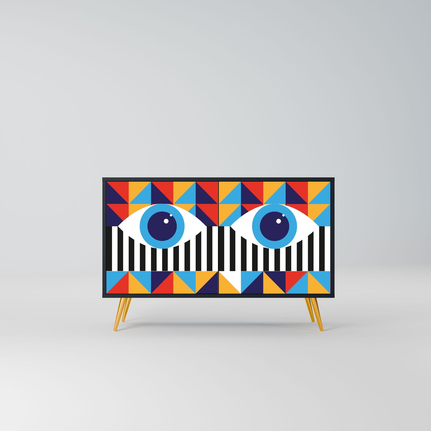 ABSTRACTION AND GEOMETRY 2-Door Sideboard in Black Finish