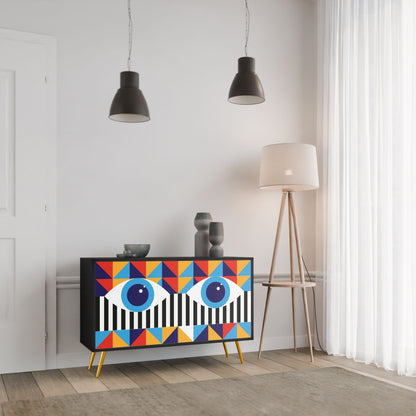 ABSTRACTION AND GEOMETRY 2-Door Sideboard in Black Finish