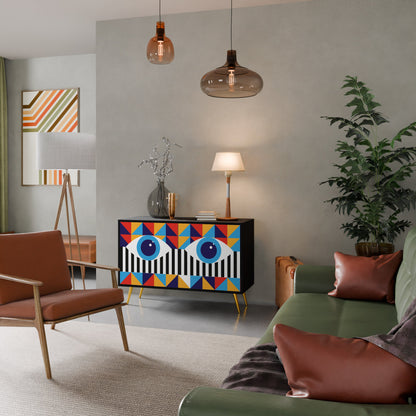 ABSTRACTION AND GEOMETRY 2-Door Sideboard in Black Finish