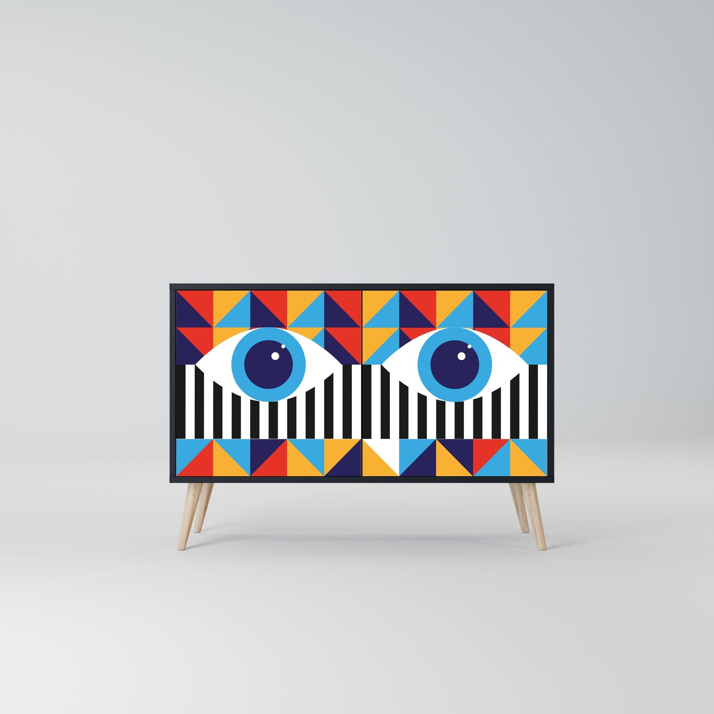 ABSTRACTION AND GEOMETRY 2-Door Sideboard in Black Finish