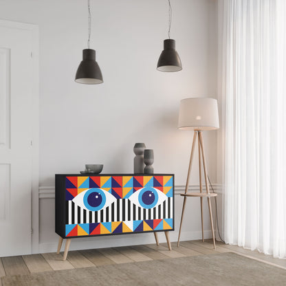 ABSTRACTION AND GEOMETRY 2-Door Sideboard in Black Finish