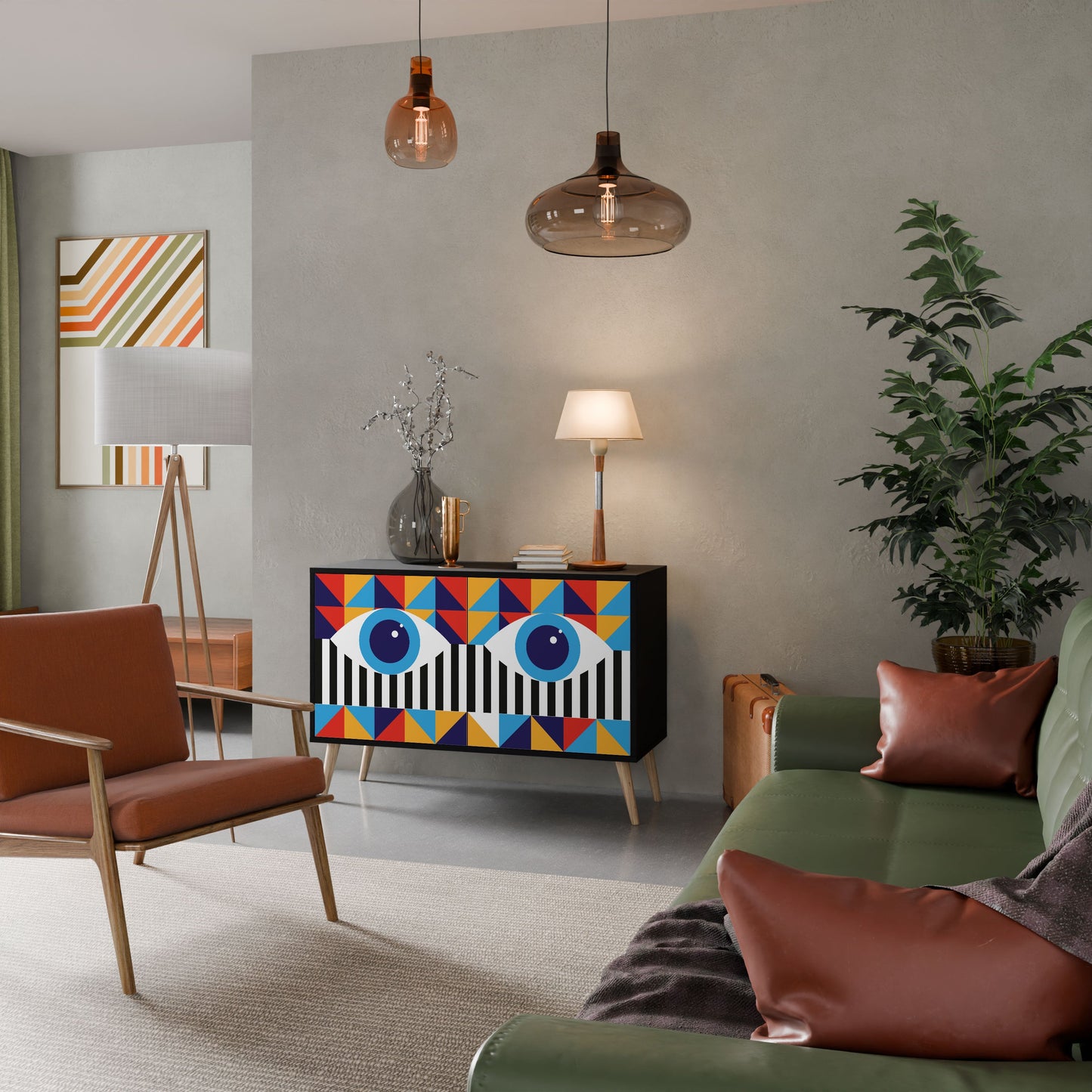 ABSTRACTION AND GEOMETRY 2-Door Sideboard in Black Finish