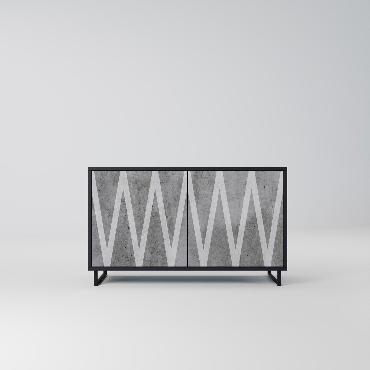 SOLID ZIG ZAG 2-Door Sideboard in Black Finish