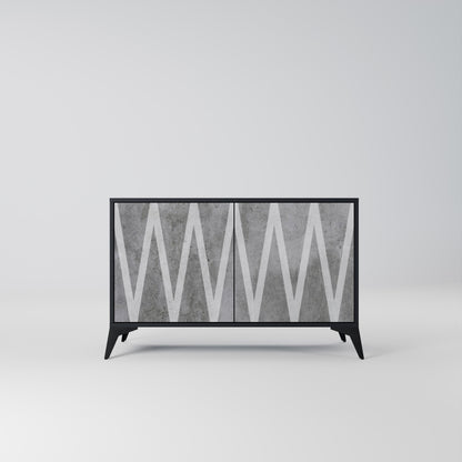 SOLID ZIG ZAG 2-Door Sideboard in Black Finish
