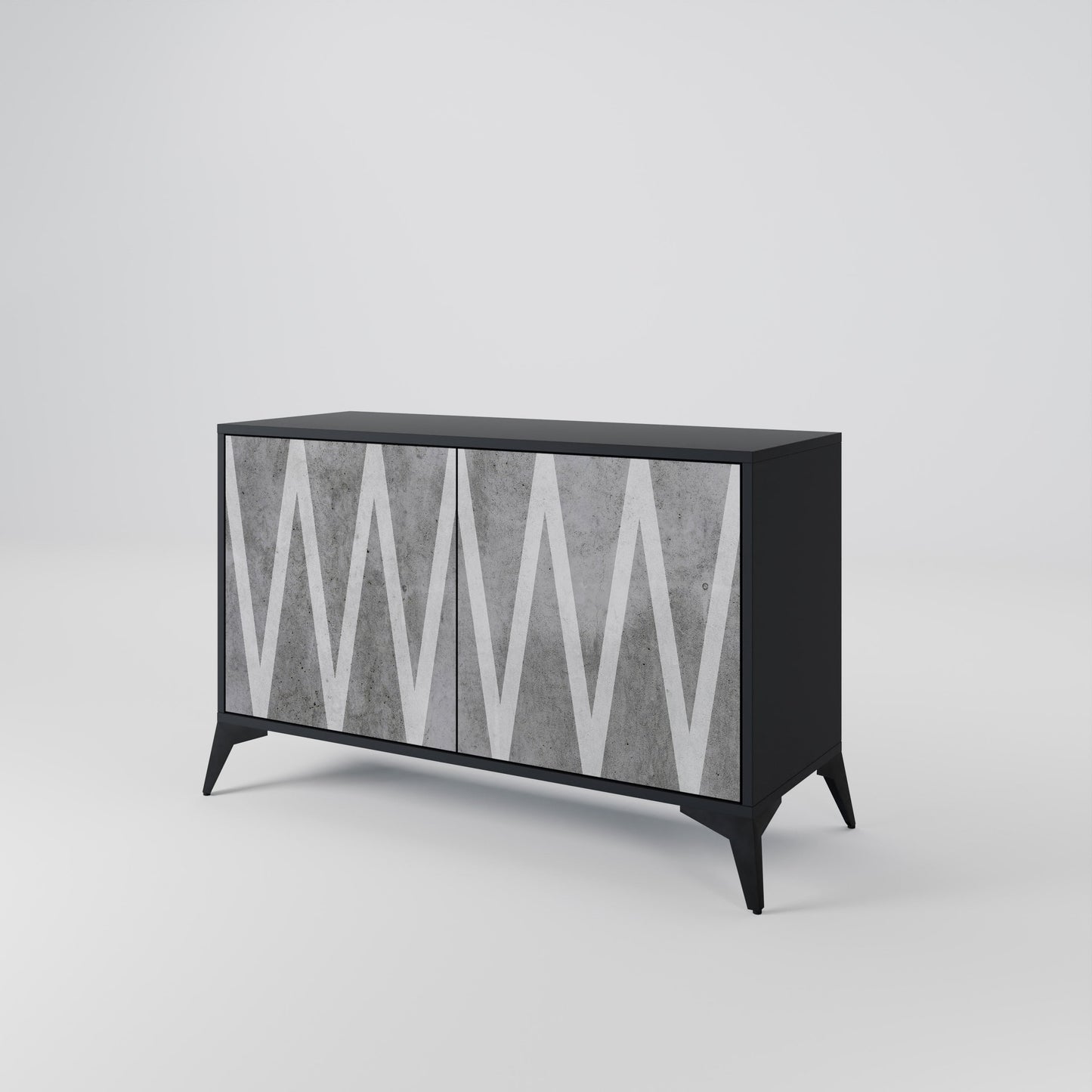 SOLID ZIG ZAG 2-Door Sideboard in Black Finish