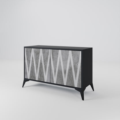 SOLID ZIG ZAG 2-Door Sideboard in Black Finish