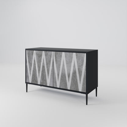 SOLID ZIG ZAG 2-Door Sideboard in Black Finish