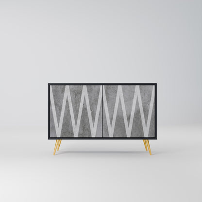 SOLID ZIG ZAG 2-Door Sideboard in Black Finish