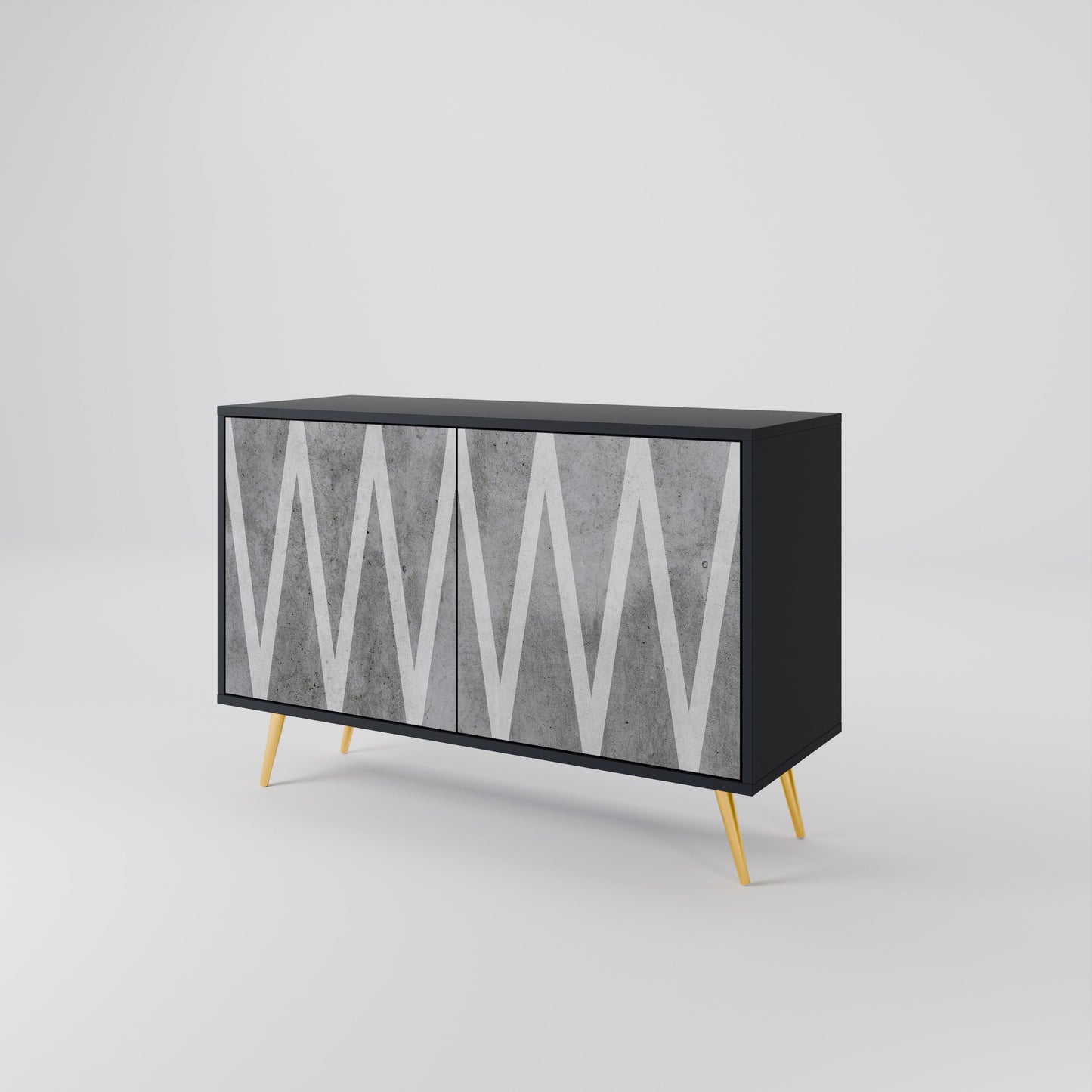 SOLID ZIG ZAG 2-Door Sideboard in Black Finish
