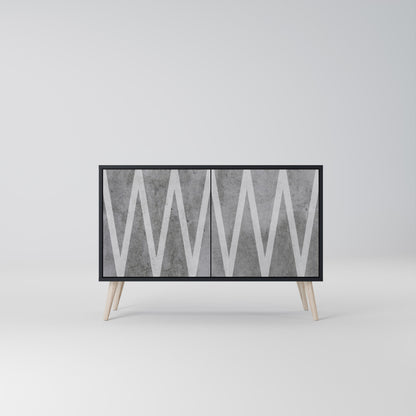 SOLID ZIG ZAG 2-Door Sideboard in Black Finish