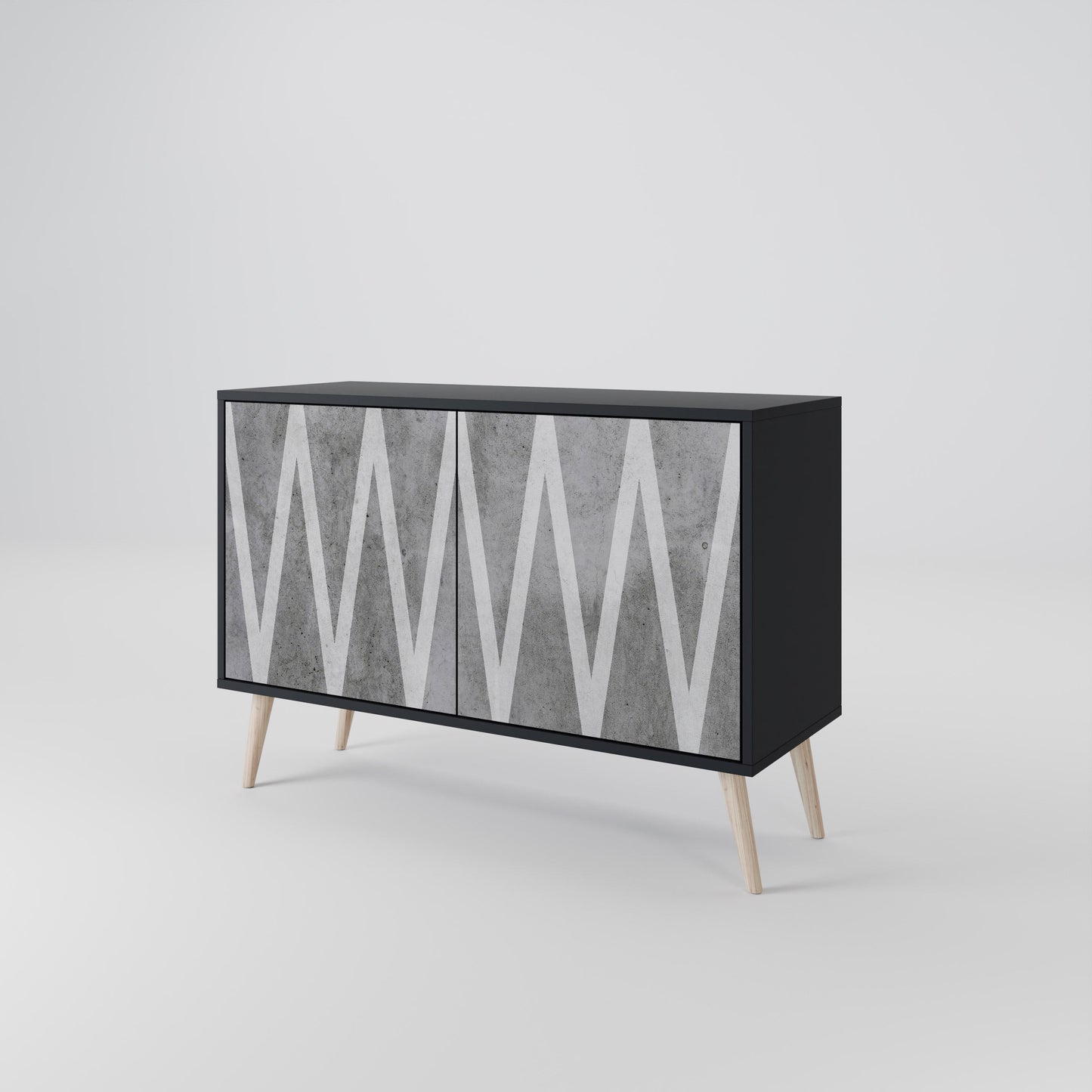 SOLID ZIG ZAG 2-Door Sideboard in Black Finish