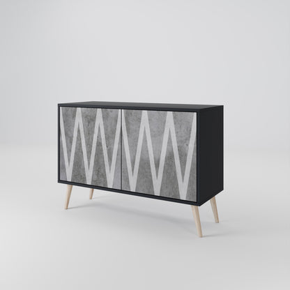 SOLID ZIG ZAG 2-Door Sideboard in Black Finish