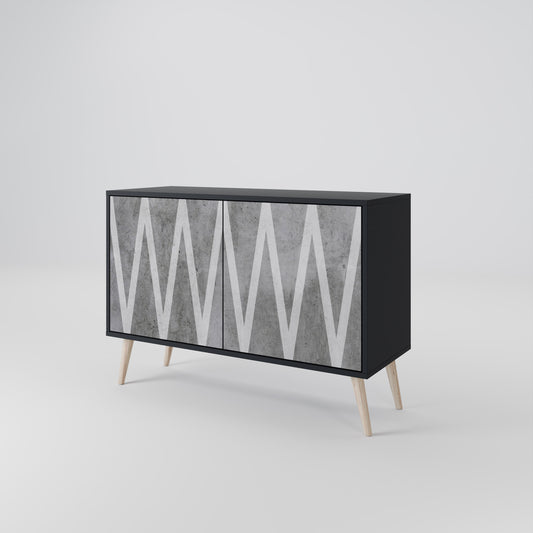 SOLID ZIG ZAG 2-Door Sideboard in Black Finish