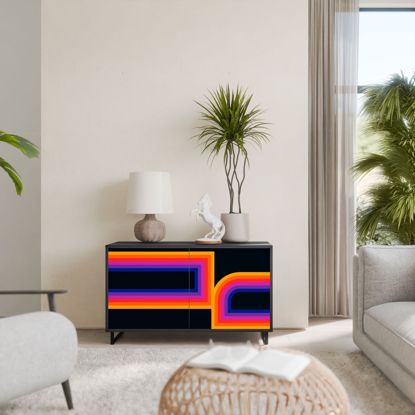 BLINDED BY THE LIGHTS Madia a 2 Ante in Finitura Nera