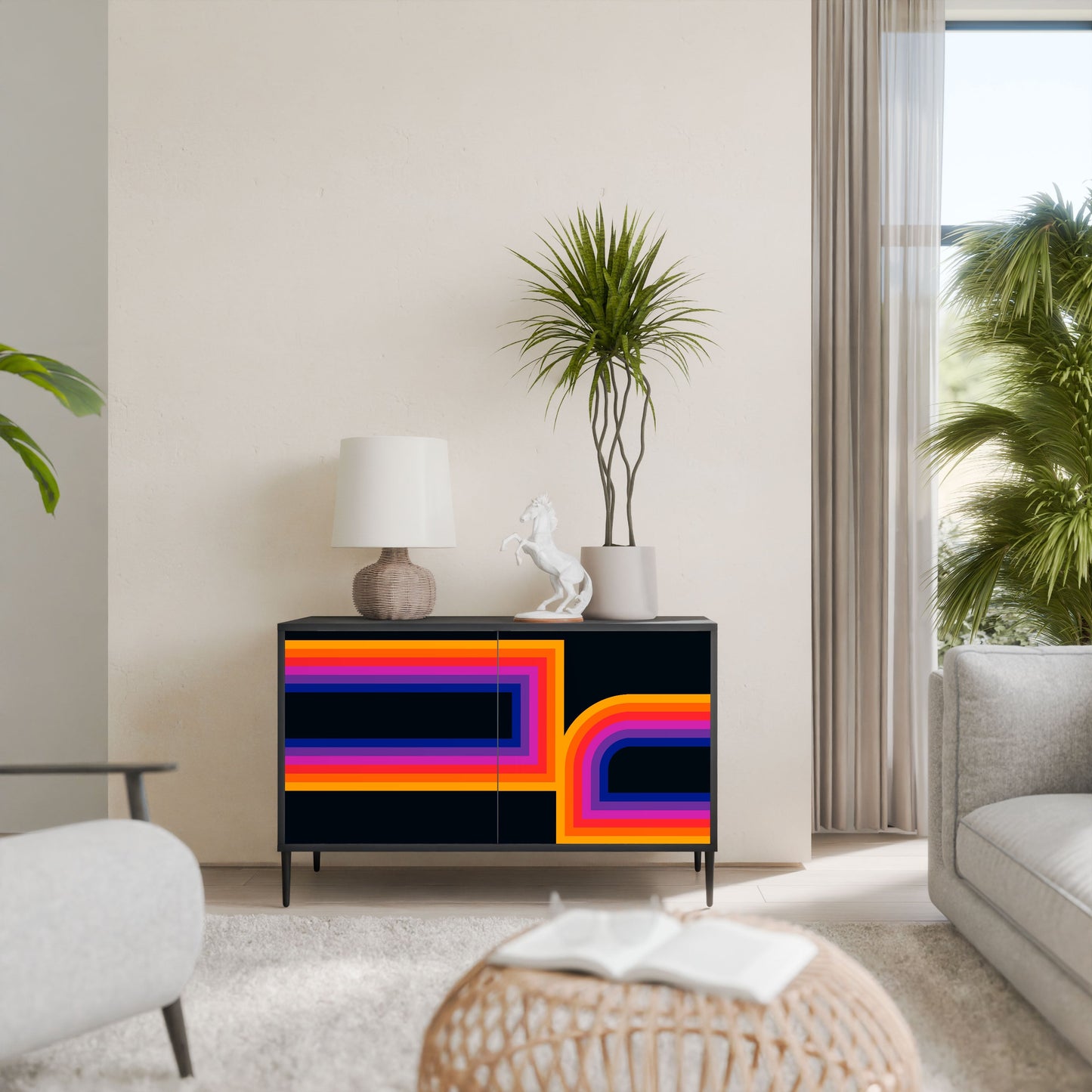 BLINDED BY THE LIGHTS Madia a 2 Ante in Finitura Nera