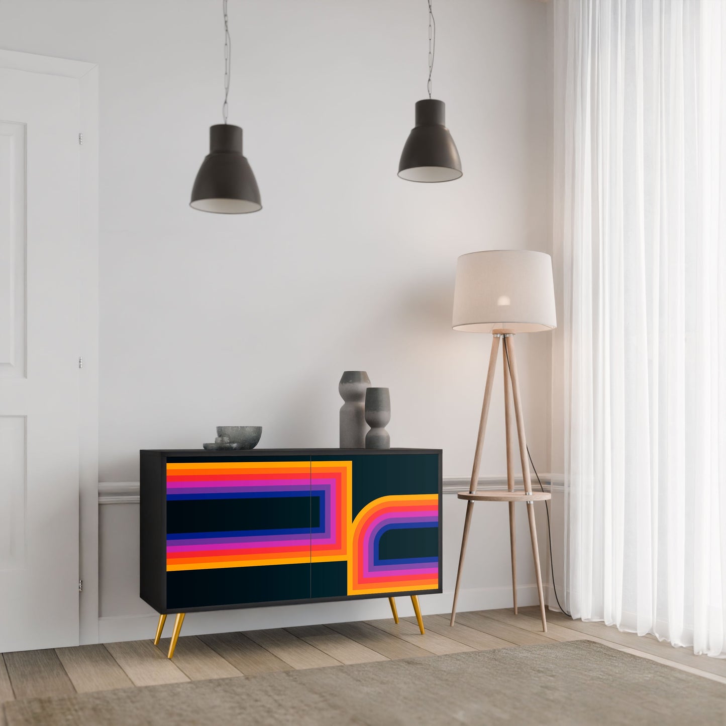 BLINDED BY THE LIGHTS Madia a 2 Ante in Finitura Nera