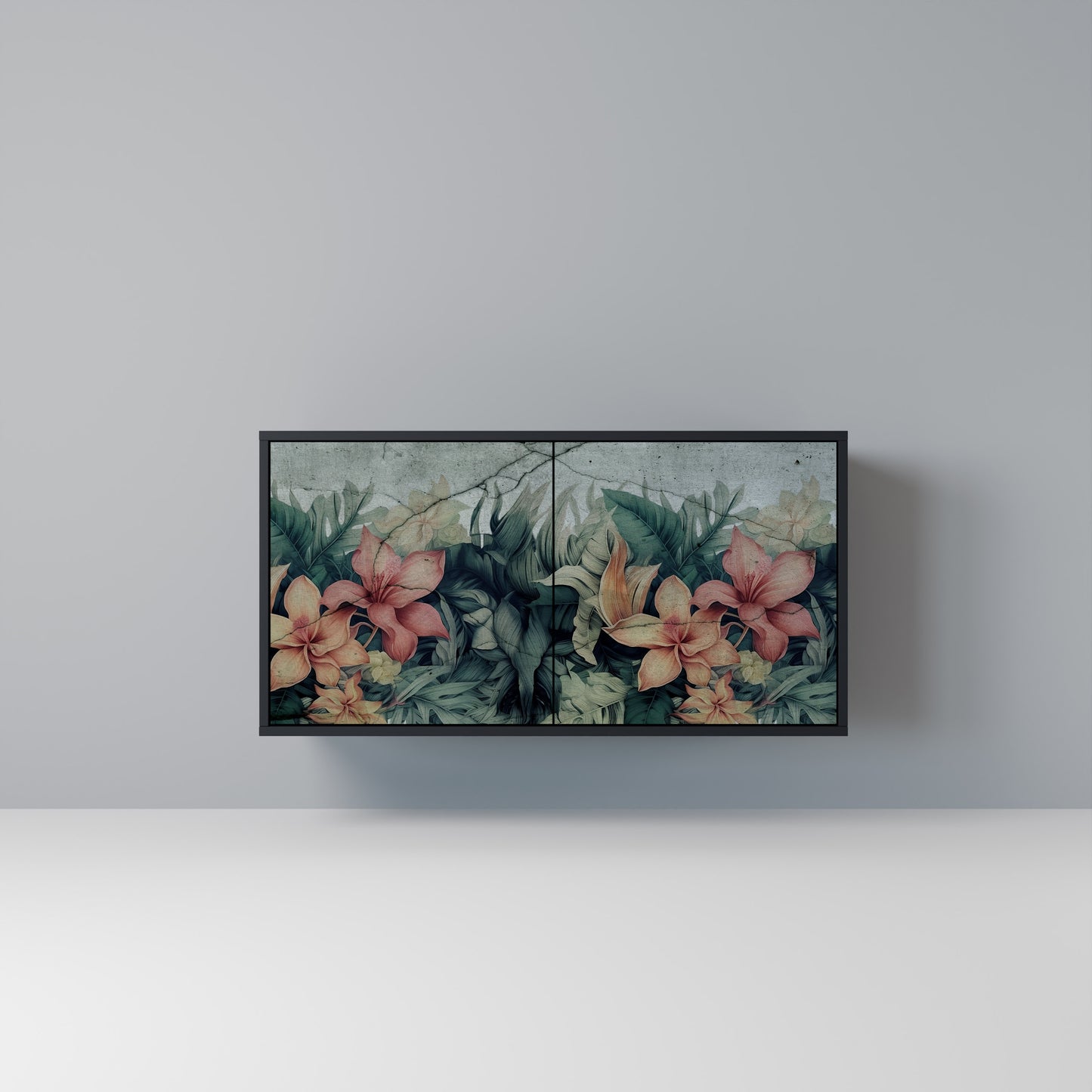 HEAVENLY BLOOM 2-Door Sideboard in Black Finish