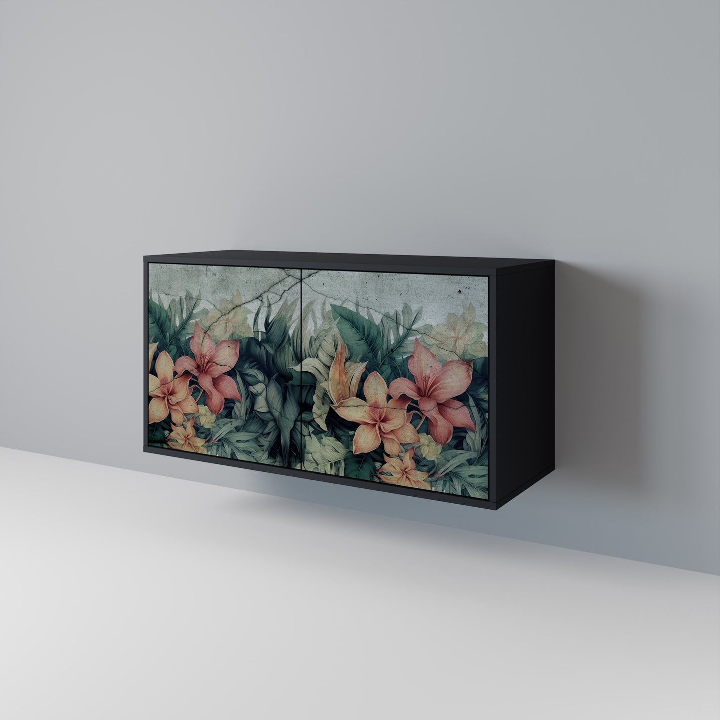 HEAVENLY BLOOM 2-Door Sideboard in Black Finish