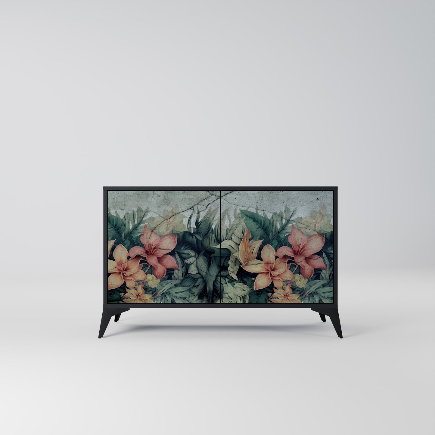 HEAVENLY BLOOM 2-Door Sideboard in Black Finish