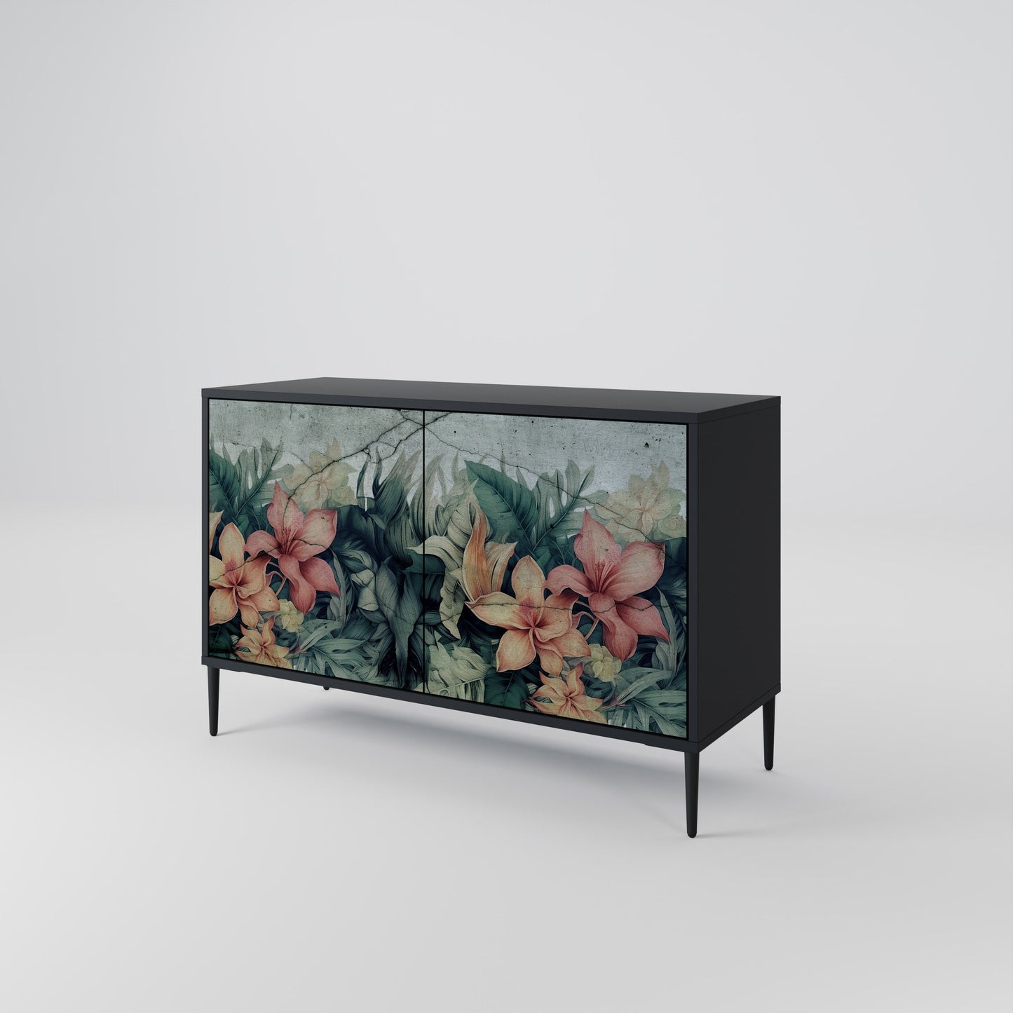 HEAVENLY BLOOM 2-Door Sideboard in Black Finish