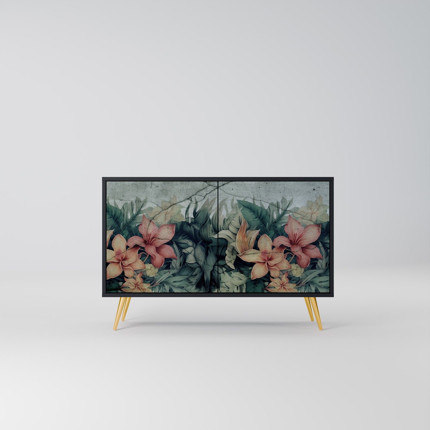 HEAVENLY BLOOM 2-Door Sideboard in Black Finish