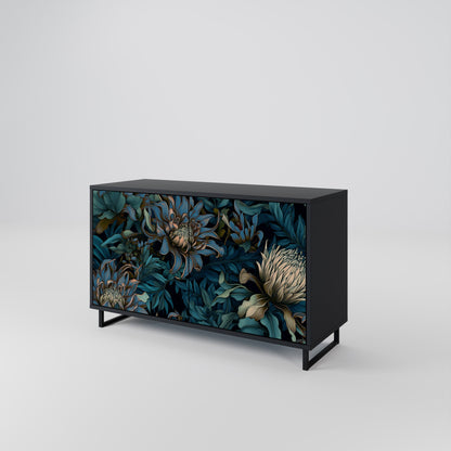 TWILIGHT BLOOM 2-Door Sideboard in Black Finish