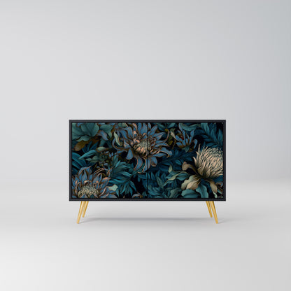 TWILIGHT BLOOM 2-Door Sideboard in Black Finish