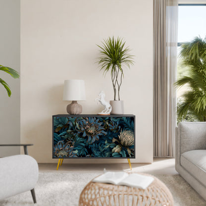 TWILIGHT BLOOM 2-Door Sideboard in Black Finish