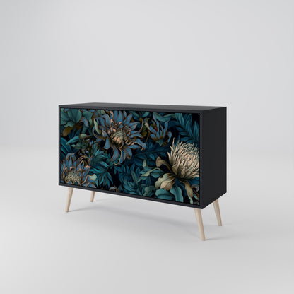 TWILIGHT BLOOM 2-Door Sideboard in Black Finish
