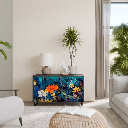 MIDNIGHT BLOSSOM 2-Door Sideboard in Black Finish