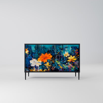 MIDNIGHT BLOSSOM 2-Door Sideboard in Black Finish