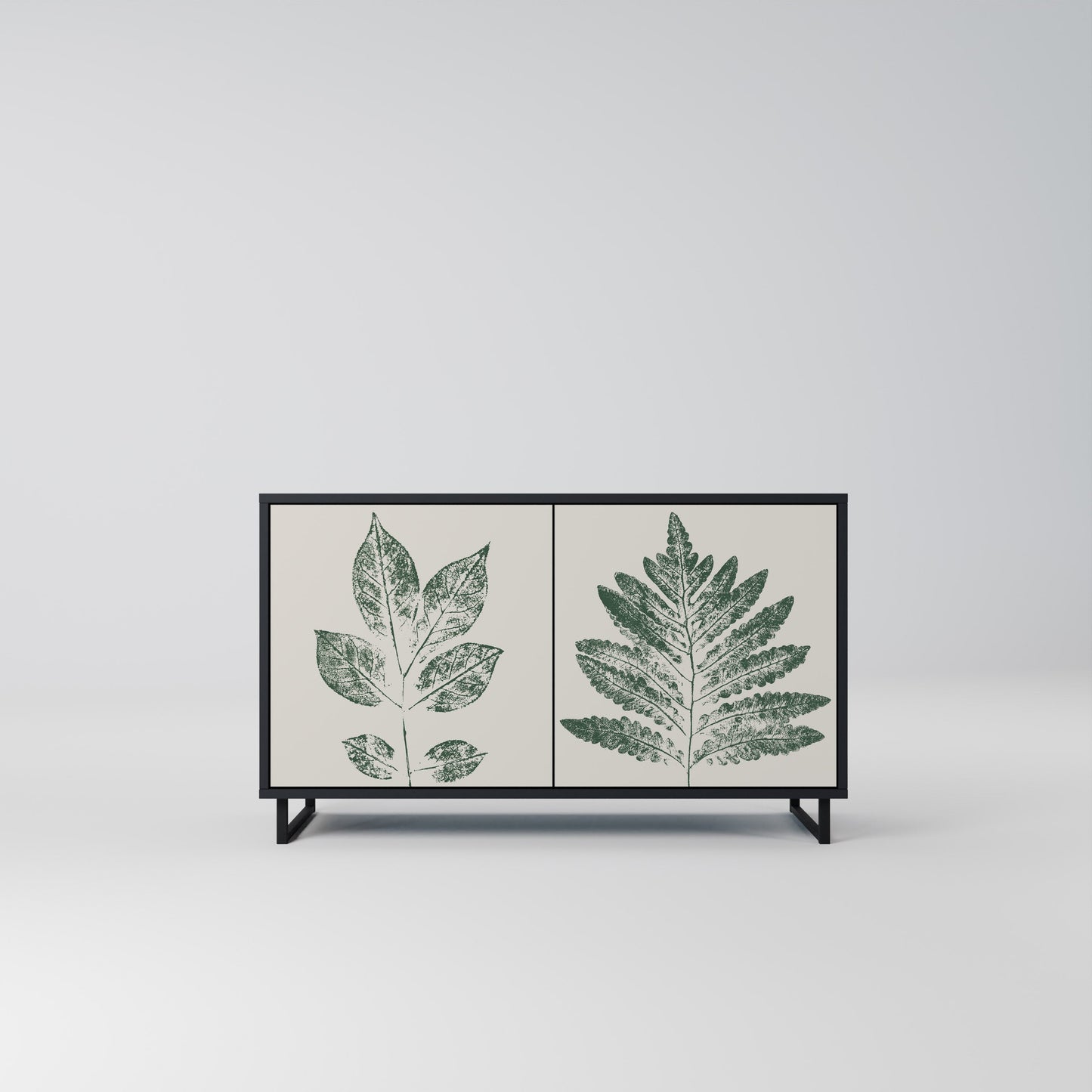 GREEN LEAFY STAMPS 2-Door Sideboard in Black Finish