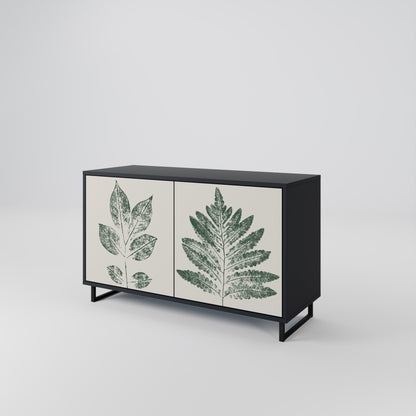 GREEN LEAFY STAMPS 2-Door Sideboard in Black Finish