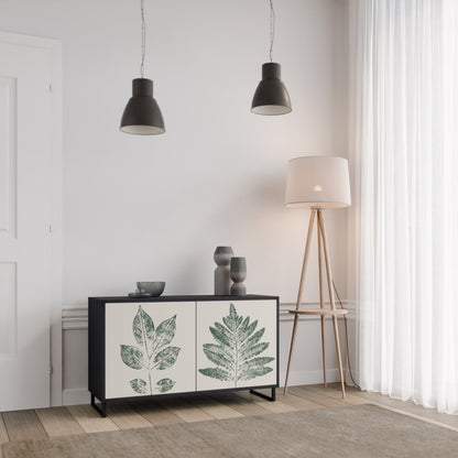 GREEN LEAFY STAMPS 2-Door Sideboard in Black Finish