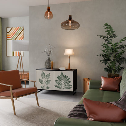 GREEN LEAFY STAMPS 2-Door Sideboard in Black Finish