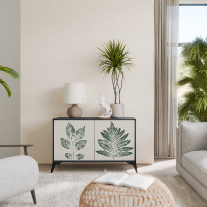 GREEN LEAFY STAMPS 2-Door Sideboard in Black Finish