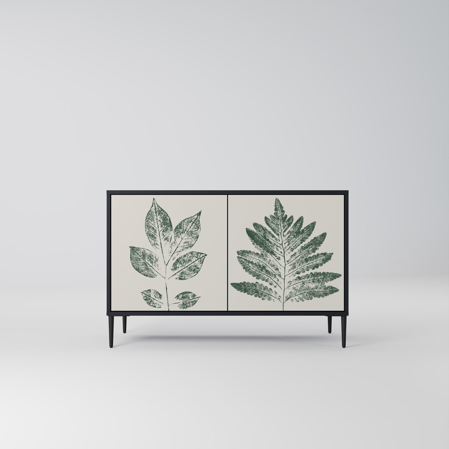 GREEN LEAFY STAMPS 2-Door Sideboard in Black Finish
