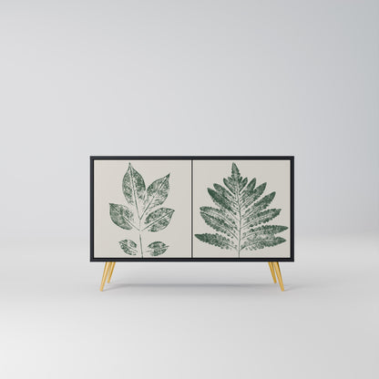 GREEN LEAFY STAMPS 2-Door Sideboard in Black Finish